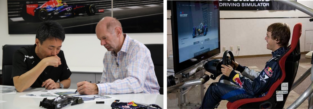 Yamauchi works with Adrian Newey and Sebastian Vettel